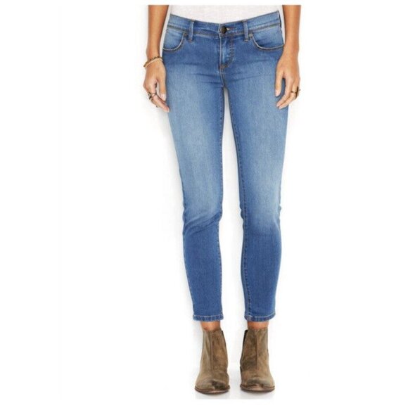 Free People Sz 25 Jeans Ella Roller low rise Crop Skinny denim y2k 90's western - Picture 1 of 4